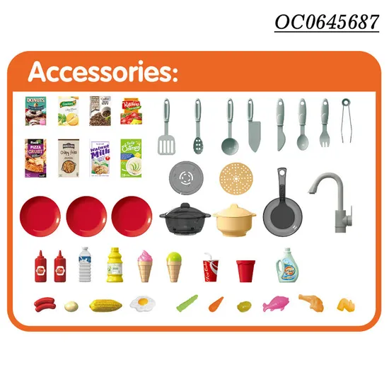 Kids Wholesale Big Pretend Plastic Children House Play Spray Kitchen Set for Girls with Music Light