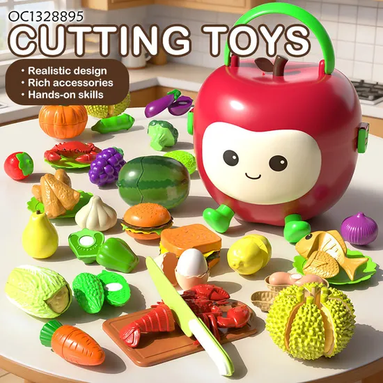 Wholesale Mini Play Interactive Play Set Kids Pretend Playhouse Funny Plastic Fruits and Vegetables Cutting Kitchen Toys