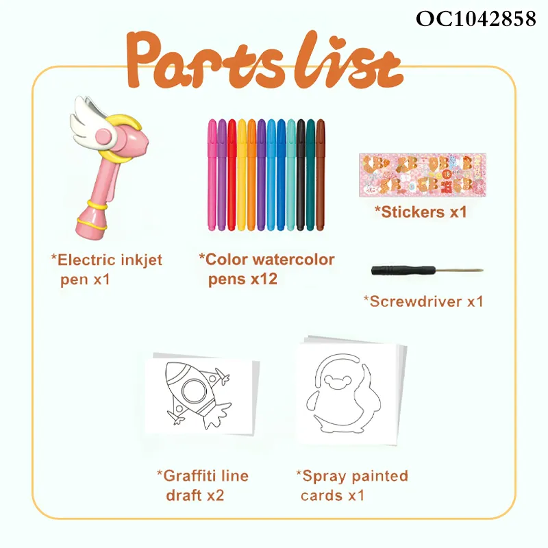 Wholesale Electric Spray Color Printing Pen Popular DIY Graffiti Drawing Tools Toys for Kids