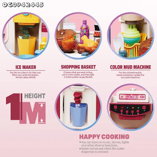 Wholesale Gift Food Plastic Kitchen Role Play Pretend House Kitchen Toys Set for Kids with Light Music