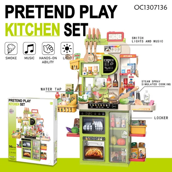 Wholesale Girls Pretend Play Sink Spray Children's Plastic Kitchen Play Set Electric Cooking Foods Toys
