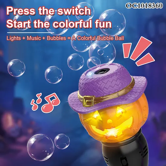 Soap Bubbles Gun Outdoor Play Battery Operated Halloween Bubble Blowing Wand Stick Toy Plastic with Light