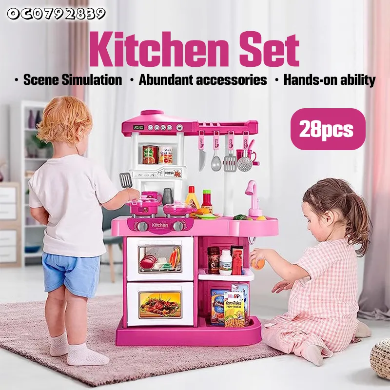 Big Wholesale Plastic Pretend Children House Play Kitchen Kids Cooking Set with Water Spray Sink