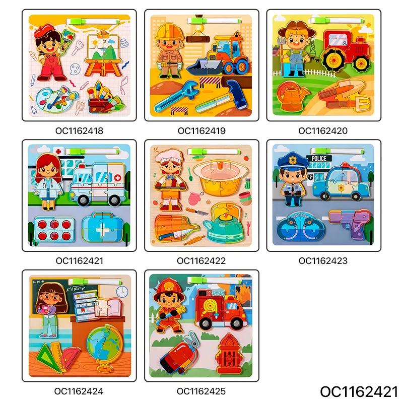 3D Ambulance Kid DIY Wooden Puzzle Toy Intelligence Early Education Vehicle Creative Montessori Toy