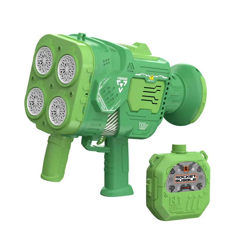 Chilidren Wholesale 48-Hole Battery Operated Rocket Soap Bubble Toy Gun OEM/ODM Plastic Machine with Light Music