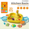 Wholesale Cutting Fruit and Vegetables Baby Pretend Play Toy Wash Set Spray Children's Plastic Kitchen Toy with Plates