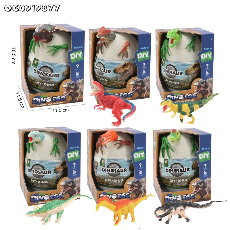 Assembling Toy Dinosaur Model Educational Handmade Graffiti Craft Toy Color Dinosaur Parts Plaster Paint Game Boy Toy