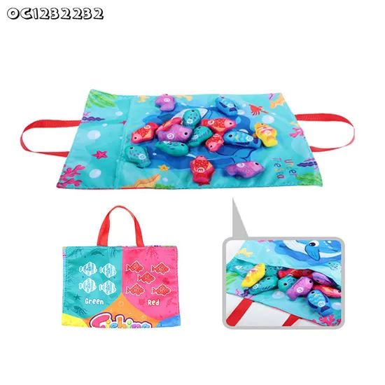Color Sorting Cognitive Development Early Education Baby Cloth Material Sensory Toy Portable Fish Game Plastic Toy Fish Hook Kid