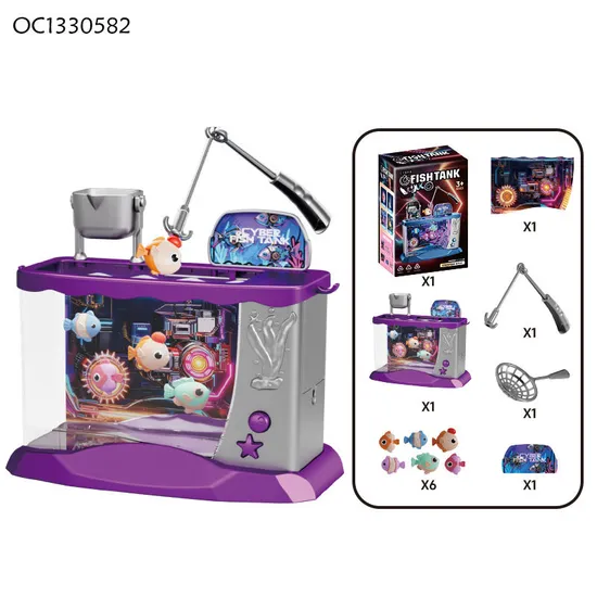 Wholesale Plastic Montessori Colorful Light Fish Tank Electronic Fishing Game Machine Toy Game for Kids