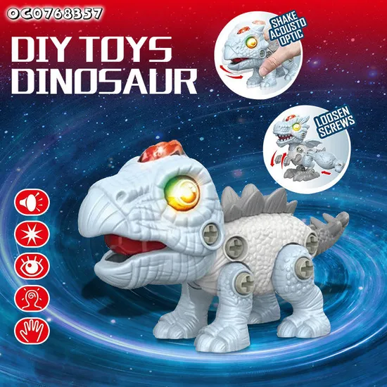 Other Role Playing Games and Preschool Development Plastic Stegosaur Small DIY Assemble Walking Dinosaur Toys with Light up Sound