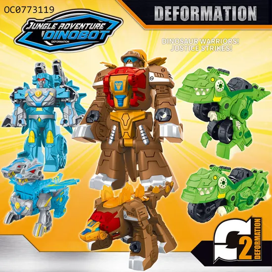 New Arrival Cool Plastic Small Robot Deformation Dinosaur Car Toy for Kids