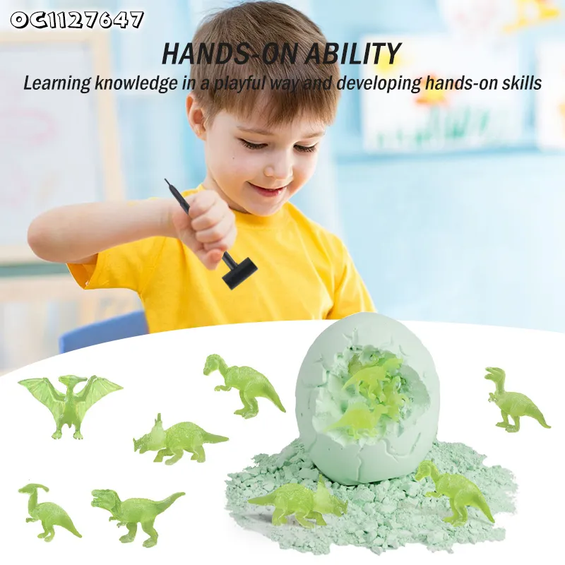 Dinosaur Eggs Archaeological Educational Series Toys Sand Excavation Fossil Dig Tools Toy for Kids Playground with Luminous Dinosaur