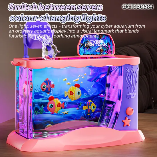2026 New Arrival Funny Kids Interactive Indoor Games Battery Operated Swimming Fish Table Game Machine Toy with Lighted up Tank