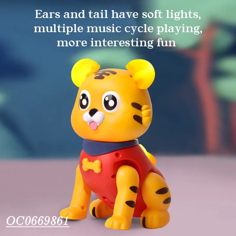 Wholesale Unique Electric Tiger Cartoon Plastic Animal Children Electric Toy with Light and Music