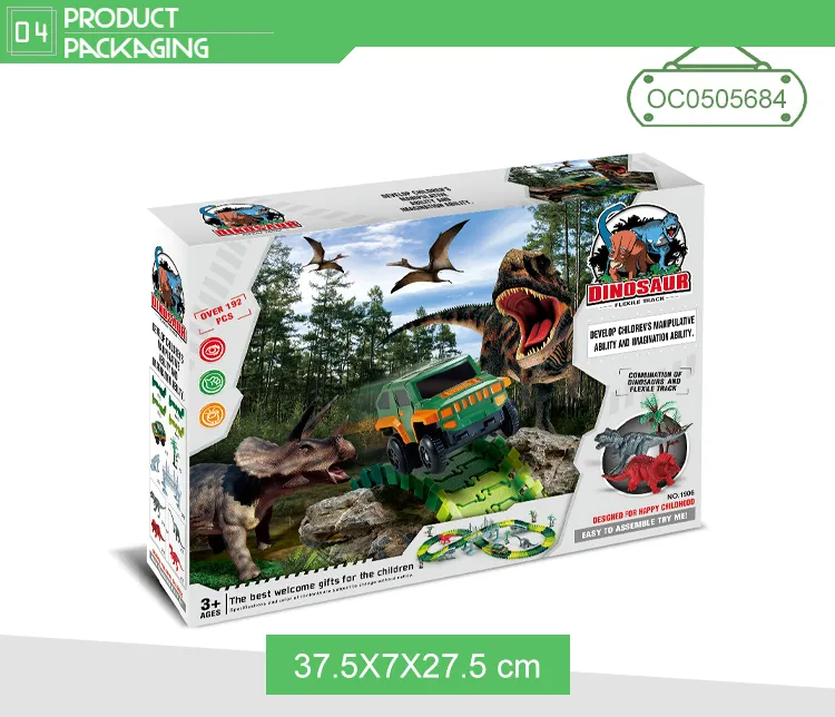 Plastic Dinosaur World Road Toy Car Race Tracks Assembly Toys Color Flexible Toys for Kids