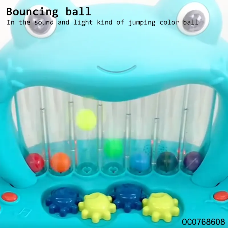Wholesale Learning Montessori Cartoon Frog Light up Bouncing Ball Electric Music Piano Keyboard Toy