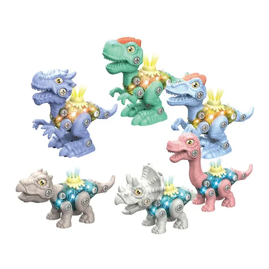 Classic Preschool Educational Toy Children Games Boy Assembly DIY Take Apart B O Dinosaur Toy with Light Sound for Kids