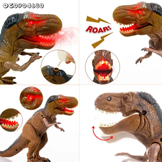 Wholesale Battery Operated Realistic Movable Large Plastic Walking Spray T Rex Dinosaur Model Toy Light up with Mist Action