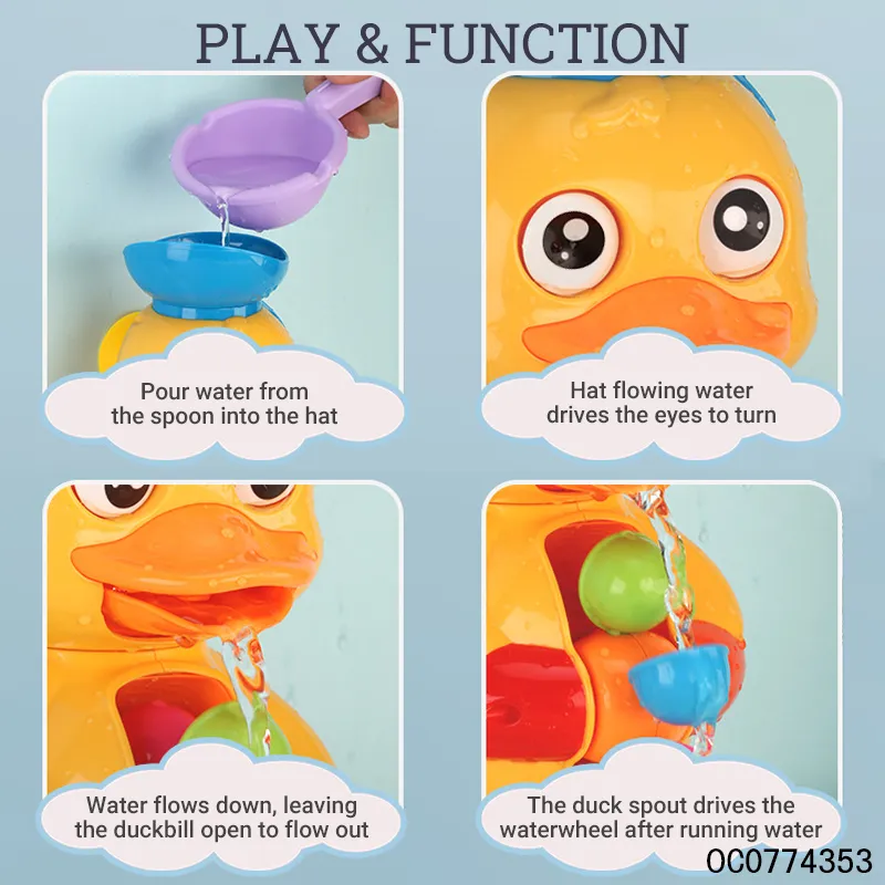 Wholesale Plastic Bathtub Funny Waterwheel Animal Baby Spray Water Bath Toy Duck