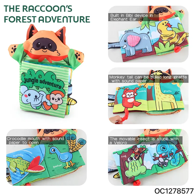 Wholesale Busy Board Stuffed Basic Skill Activity Cloth Story Realistic Animals Montessori Educational Book Toy