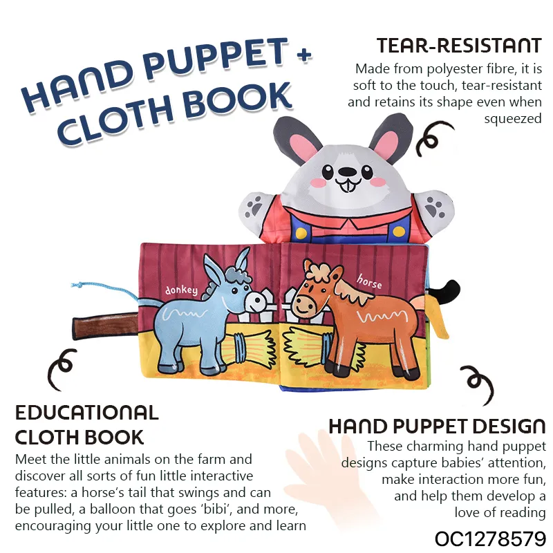 Wholesale Montessori Educational Sensory Animal Cloth Fabric Books Toy for Kids with Sound