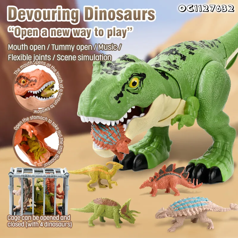 PVC Dinosaur Simulation Sound Jurassic Tyrannosaurus Rex Mechanical Electric Robot Dinosaur Toy with Moving Tail and Mouth