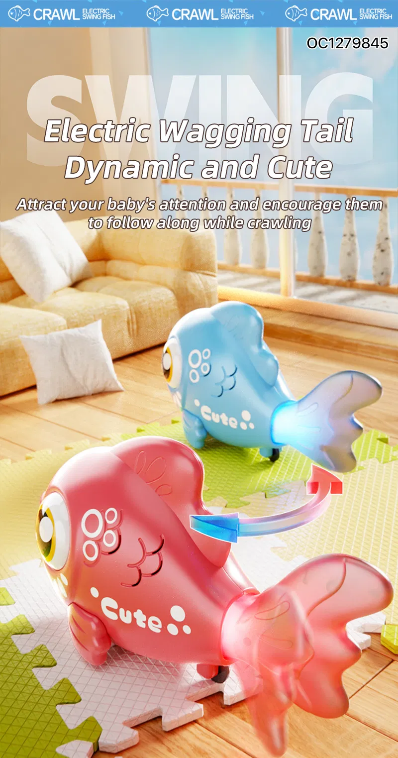 Wholesale Plastic Electric Popular Lighted up Baby Sensory Battery Operated Animal Toys Fish for Baby