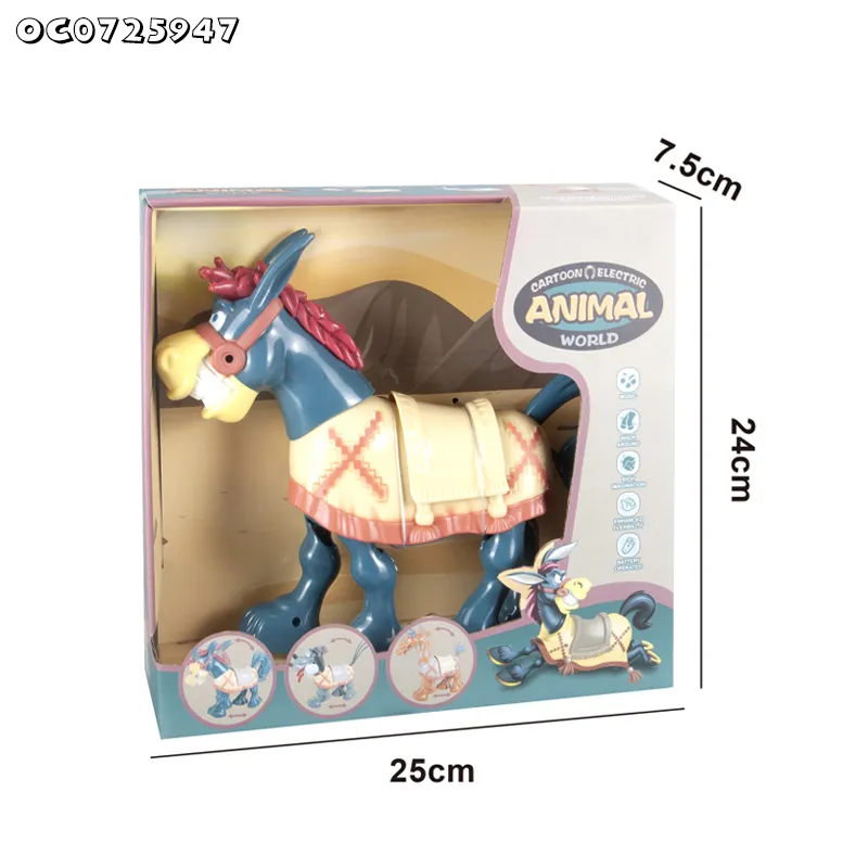 Wholesale Electric Battery Operated Plastic Donkey Walking Animal Model Toy for Children Kids