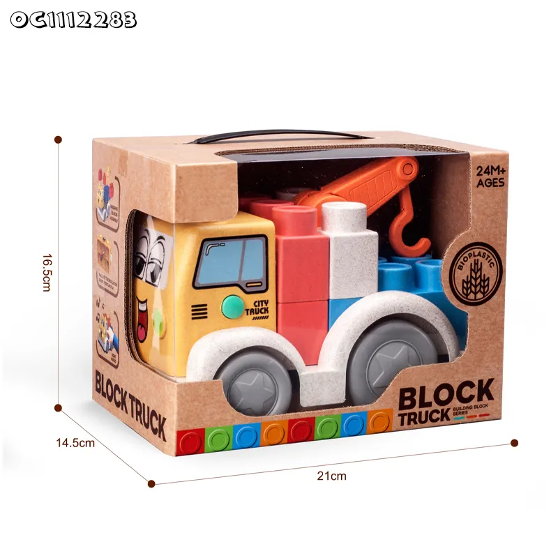 Wholesale Montessori Educational Learning Electronics Truck Plastic Building Blocks Car Toys with Light and Music