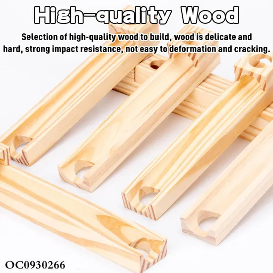 Wholesale Montessori Educational Wooden DIY Marble Run Track Ball Building Block Toy