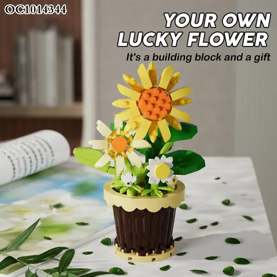 Wholesale Montessori Creative 214PCS Sunflower Educational Plastic Flowers Building Block Toy for Kids