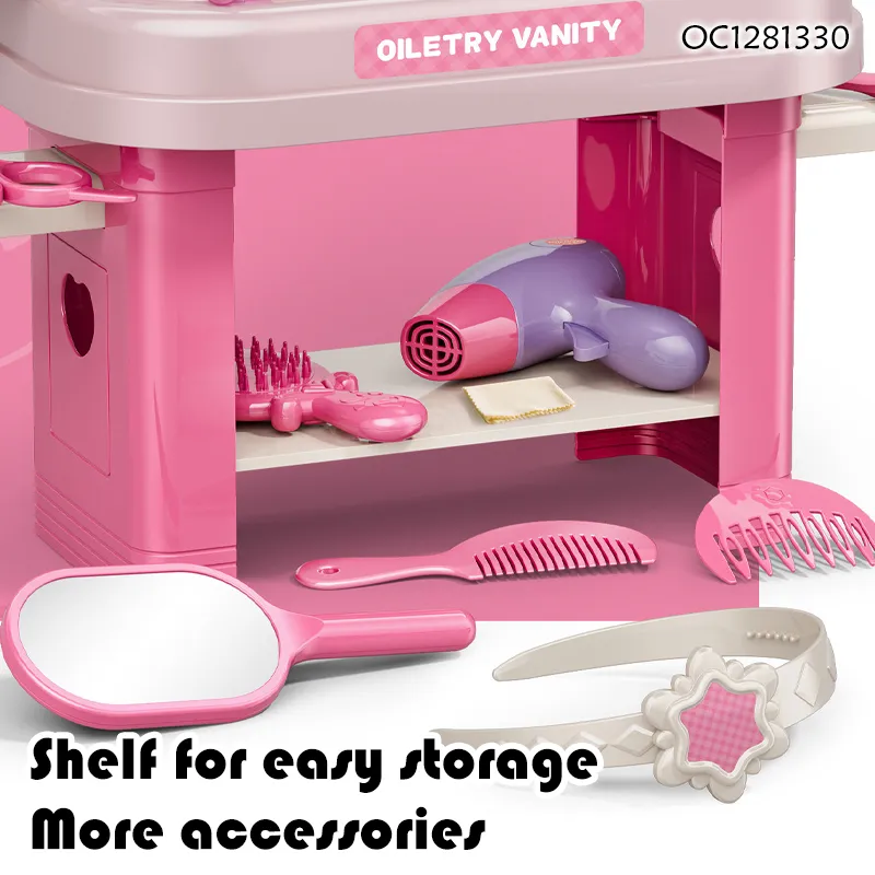 Wholesale Fashion Girls Beauty Products Make up Mirror Dressing Table Pretend Toy with Light and Music