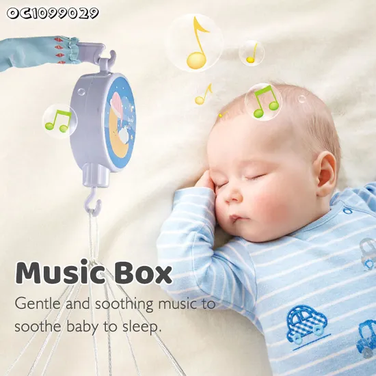 New Arrivals Custom Soft Bebe Musical Felt Stars Hanging Toys Baby Bracket Mobile Crib Rotate Bed Bell Toy Holder White Rattle Toy
