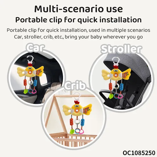 Cartoon Chick Custom Decorative Mobile Crib Hanging Rattle Plastic Hook Plush Doll Soft Toy Plastic Baby Soothing Toys