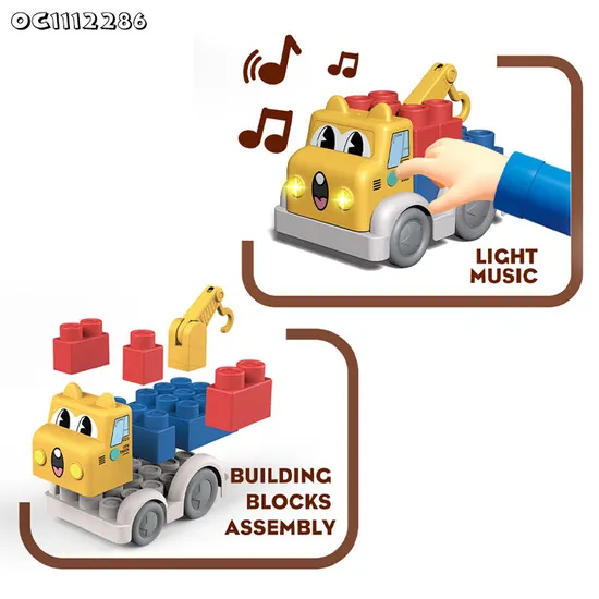 Wholesale Educational Montessori Plastic Building Block Musical DIY Truck Vehicle Toys