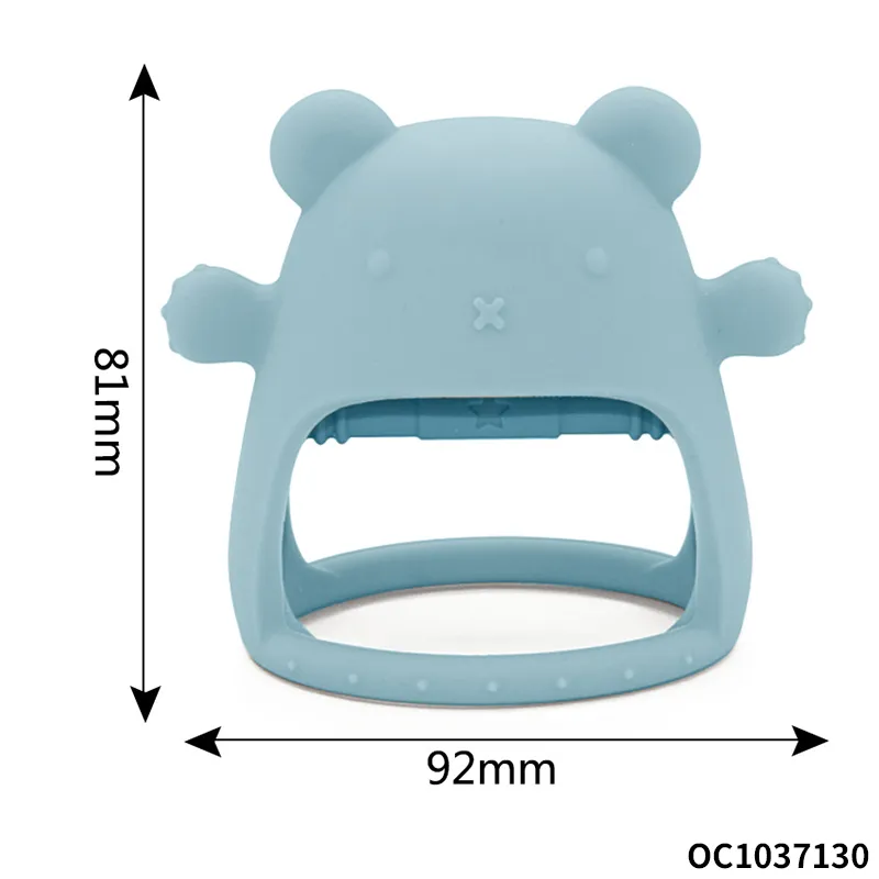 Anti Dropping Non-Toxic Wrist Hand Shake Animal Bear Shape BPA Free Rattle Sensory Teething Toy for Baby 3-12month Age