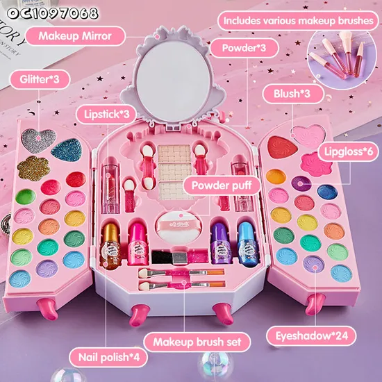 Wholesale Nail Polish Set Box Beauty Fashion Cosmetic Makeup Baby Girls Toys for Kids Girls with Mirror