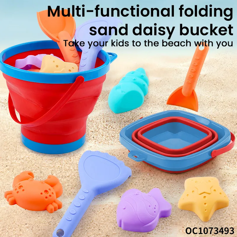 Wholesale Plastic Beach Outside Kids Beach Bucket and Spade Silicone Summer Play Sand Toy