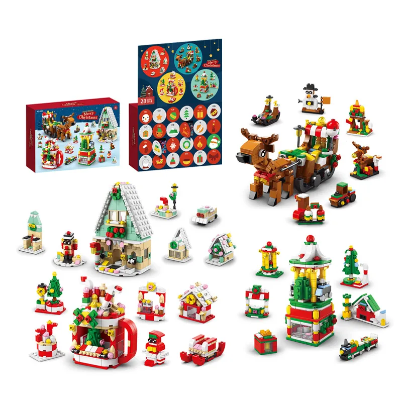 Wholesale Montessori Christmas Custom Block Plastic Building Blocks Set Cartoon Mini Toys for Kids Gift