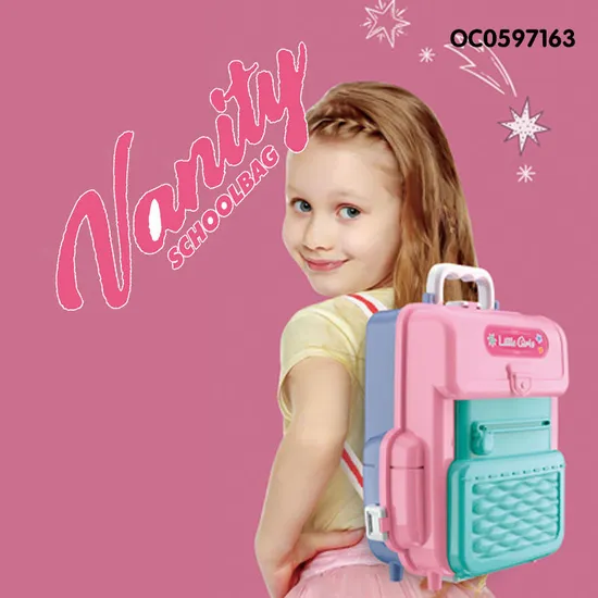 Wholesale Pretend Portable Cosmetic Girls Makeup Box Set Beauty Fashion Children's Make up Toys with Backpack