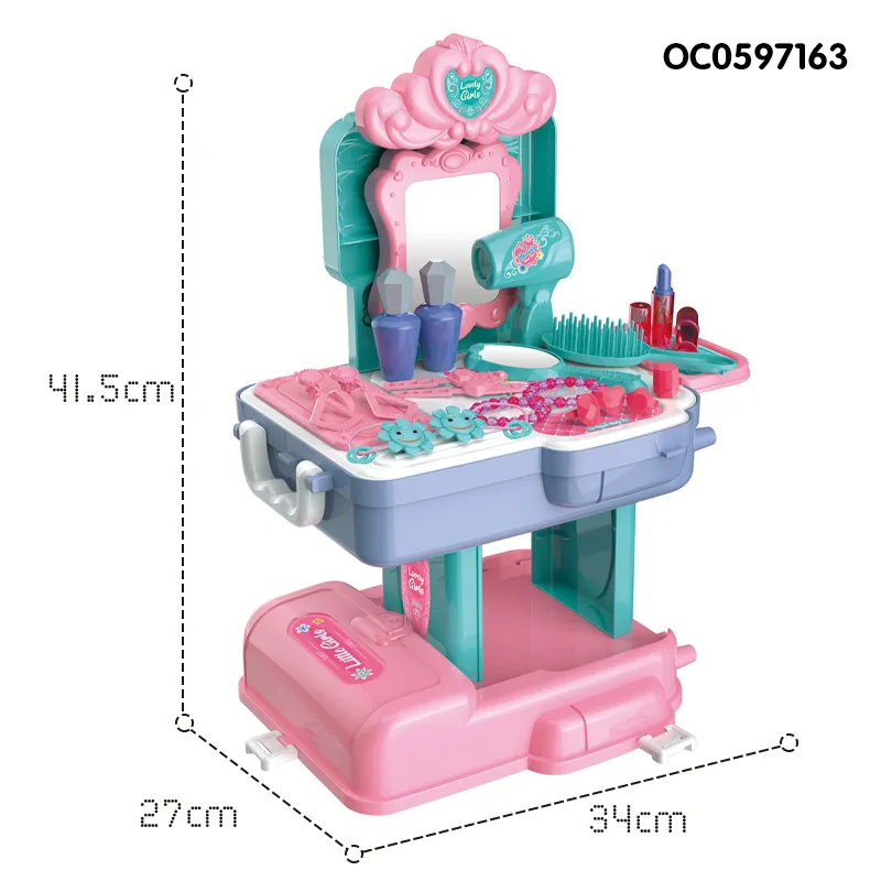Wholesale Pretend Portable Cosmetic Girls Makeup Box Set Beauty Fashion Children's Make up Toys with Backpack