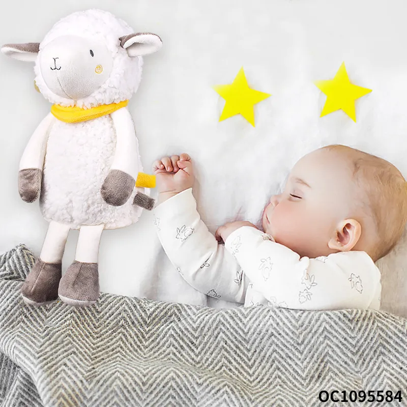 Wholesale Night Light Custom Light up Cute Sheep Singing Musical Stuffed Plush Animals Sensory Toy with Soothing Music