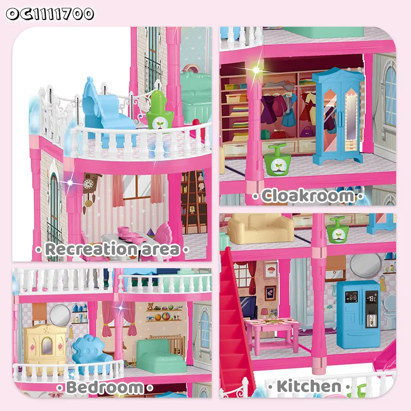 Wholesale Baby Pink Girls Room Doll House Furniture Living Plastic Children House Play Room Gifts Set for Children