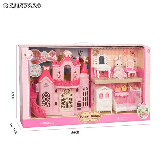 Wholesale Miniature Educational 1/6 Scale Model Plush Rabbit Doll House Miniature Furniture Toys