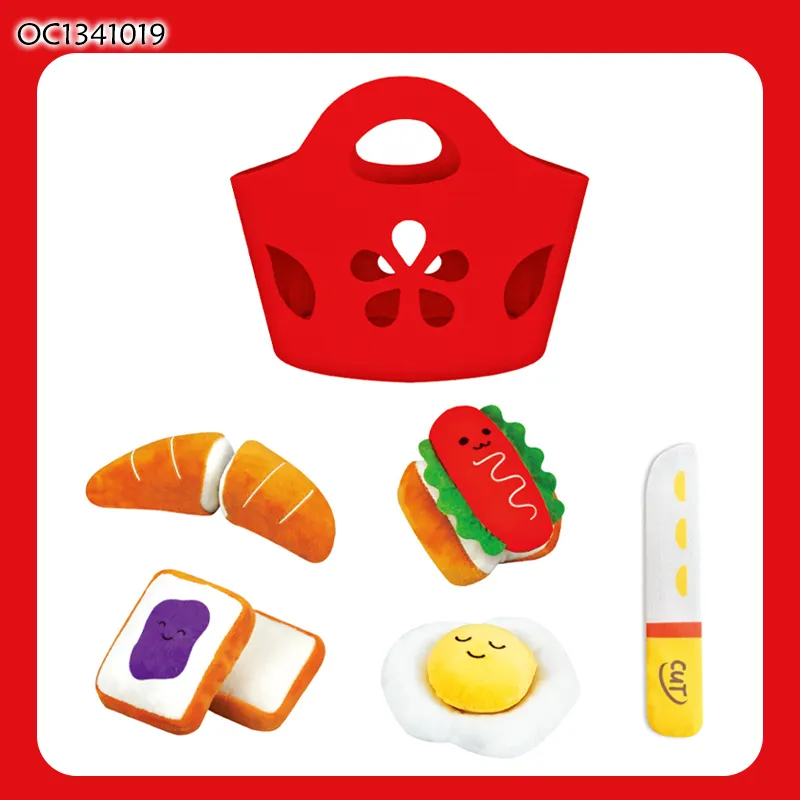 Wholesale Children Stuffed Play Educational Custom Interactive Plush Cutting Food Toy for Baby
