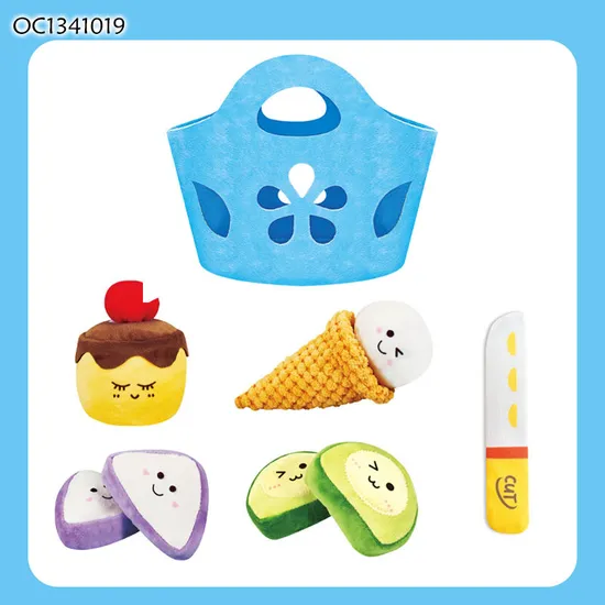 Wholesale Children Stuffed Play Educational Custom Interactive Plush Cutting Food Toy for Baby