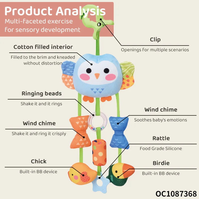 Wholesale Children Stuffed Sensory Sleeping Soft Owl Plush Baby Mobile Toys