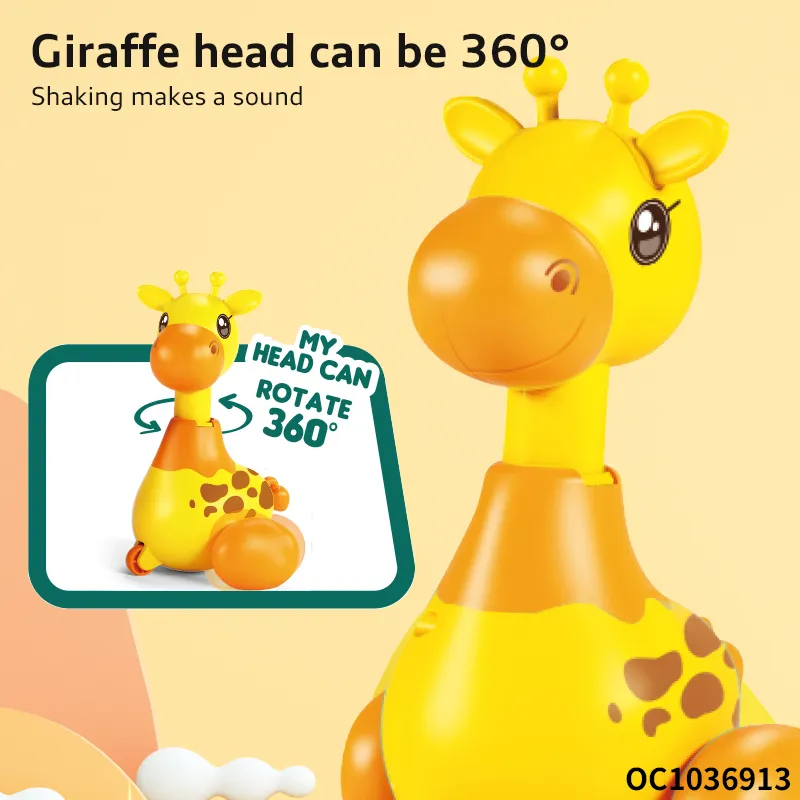Wholesale Funny Cartoon Press and Go Animal Small Plastic Giraffe Baby Montessori Sensory Toy