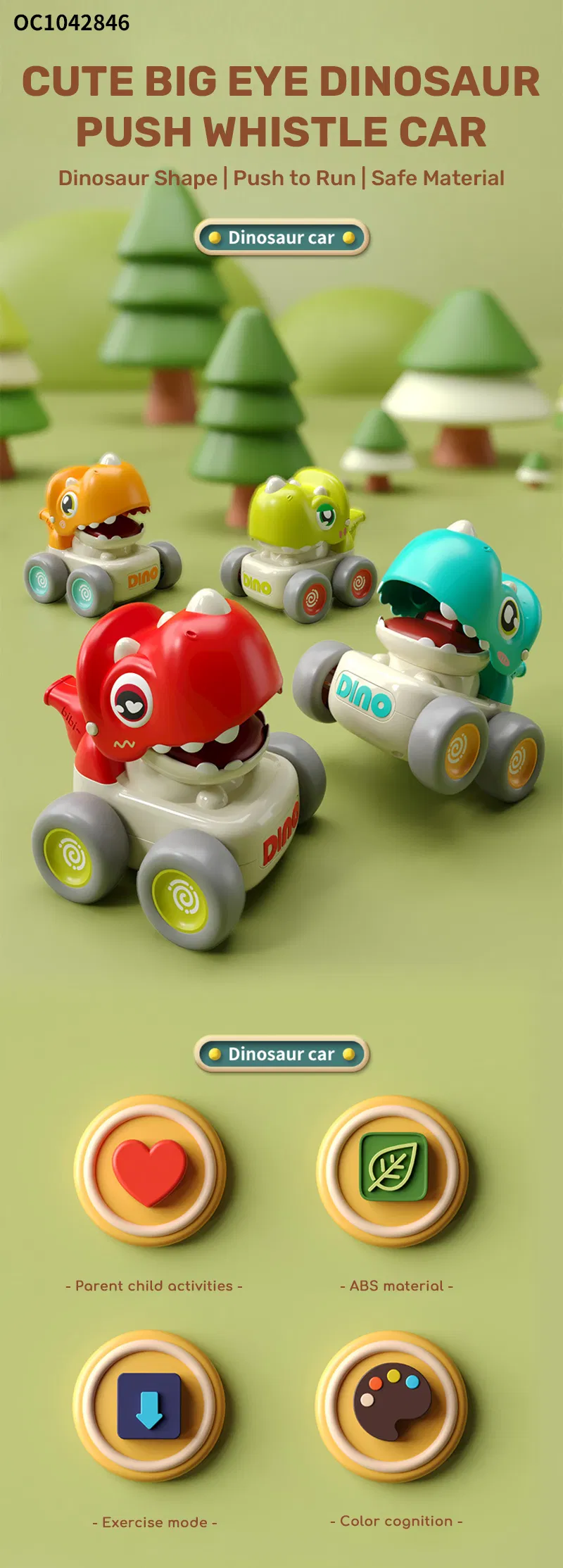 Wholesale Educational Soft Plastic Animals Car Dinosaur Truck Race Cars Press and Go Wheeled Gift Toys