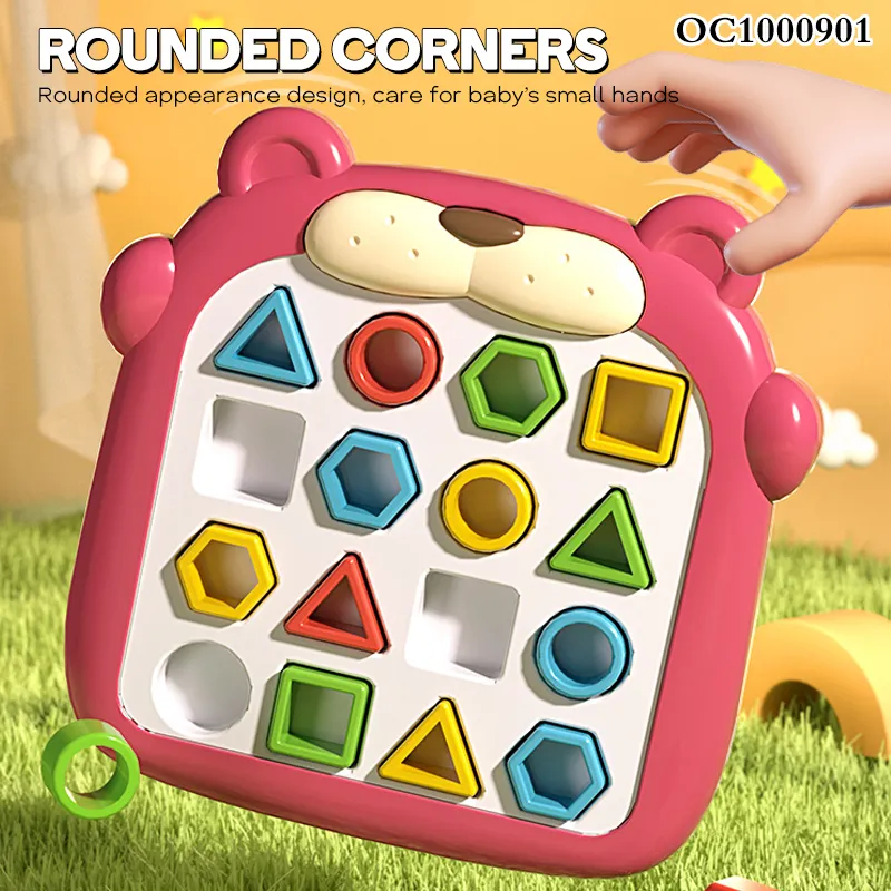 Baby Educational Building Block Montessori Matching Jigsaw Puzzle Toy Box 3D Geometric Toy with Cards